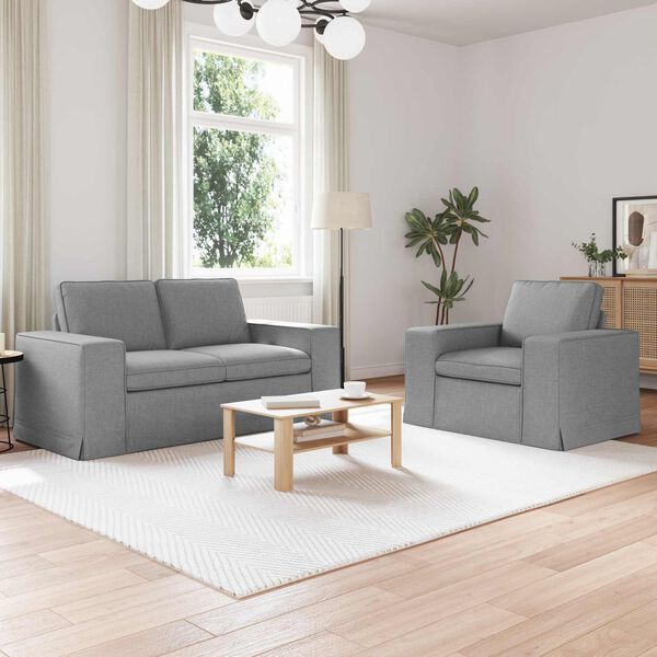 vidaXL Sofa Set 2 pcs Hellgrau 182 x 80 x 82 cm Stoff