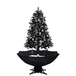 vidaXL Schneiender Weihnachtsbaum mit Schirmfu&szlig; Schwarz 170 cm PVC