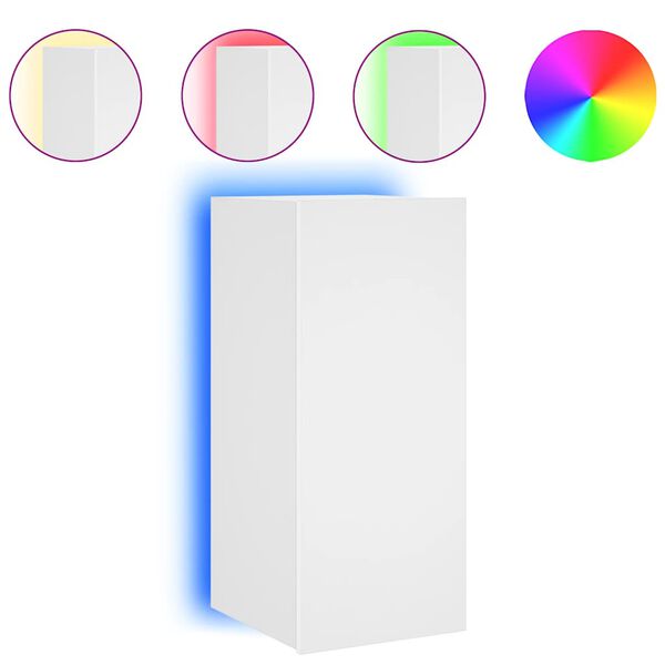 vidaXL TV-Wandschrank mit LED-Leuchten Wei&szlig; 30,5x35x70 cm