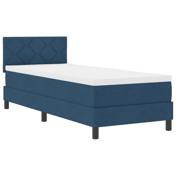 vidaXL Boxspringbett mit Matratze mit Kopfteil Blau 80 x 200 cm Stoff