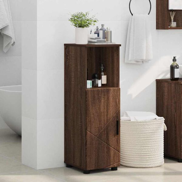 vidaXL Badezimmerschrank mit T&uuml;r Braun Eichen-Optik 30 x 35 x 95 cm