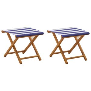 vidaXL Liegestuhl 2 stk. Massives Eukalyptus Holz Blau und Wei&szlig;