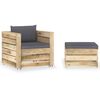 vidaXL 2-tlg. Garten-Lounge-Set mit Kissen Gr&uuml;n Impr&auml;gniertes Holz