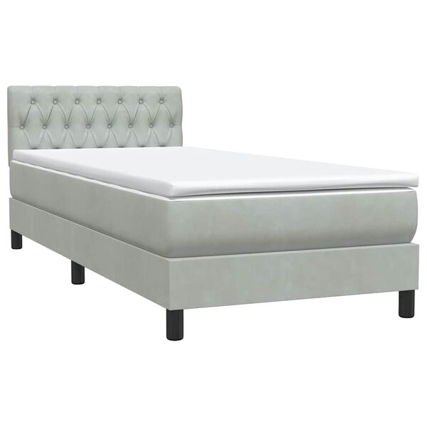 vidaXL Boxspringbett mit Matratze Hellgrau 100x220 cm Samt