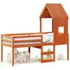 vidaXL Hochbett mit Dach Wachsbraun 90x200 cm Massivholz Kiefer
