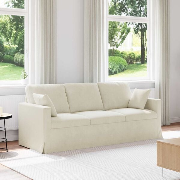 vidaXL Sofa Creme Gesamtabmessungen: 198 x 78 x 80 cm (B x T x H) Samt