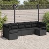 vidaXL Sofa Set mit Kissen 7 pcs Schwarz Poly Rattan