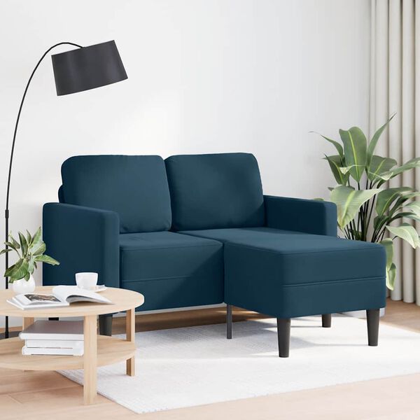 vidaXL 2-Sitzer-Sofa mit Chaiselongue L-Form Blau 125 cm Samt