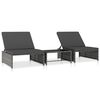 vidaXL Outdoor-Lehnst&uuml;hle 2 Stk. mit Tisch Grau Poly Rattan