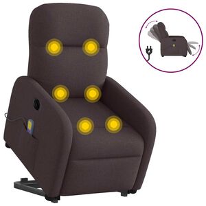 vidaXL Elektrischer Massagesessel mit Aufstehhilfe Dunkelbraun Stoff