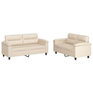 vidaXL 2-tlg. Sofagarnitur mit Kissen Beige Mikrofasergewebe