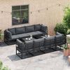 vidaXL Gartensofa-set mit Kissen 9 pcs Schwarz Stahl