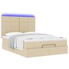 vidaXL Ottoman-Bett mit Matratze & LEDs Creme 140x190 cm Stoff