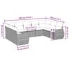 vidaXL 9-tlg. Garten-Sofagarnitur mit Kissen Hellgrau Poly Rattan