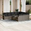 vidaXL 11-tlg. Garten-Sofagarnitur mit Kissen Grau Poly Rattan