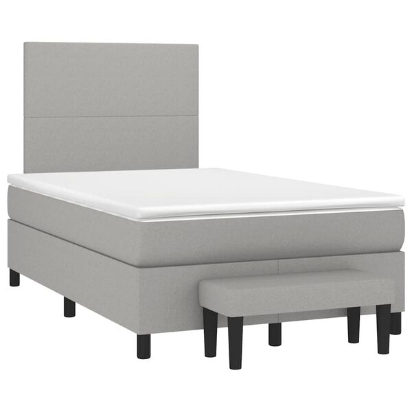 vidaXL Boxspringbett mit Matratze Hellgrau 120x190 cm Stoff