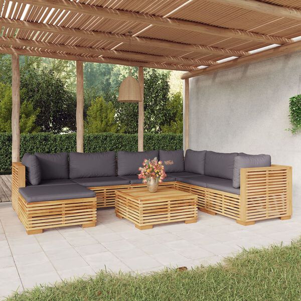 vidaXL 8-tlg. Garten-Lounge-Set mit Kissen Massivholz Teak