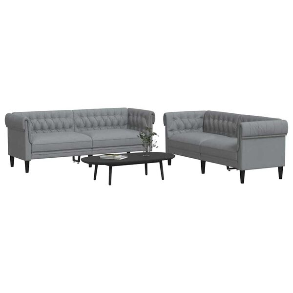 vidaXL Wohnzimmer Couch 2 pcs Hellgrau Stoff