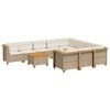 vidaXL 11-tlg. Garten-Sofagarnitur mit Kissen Beige Poly Rattan