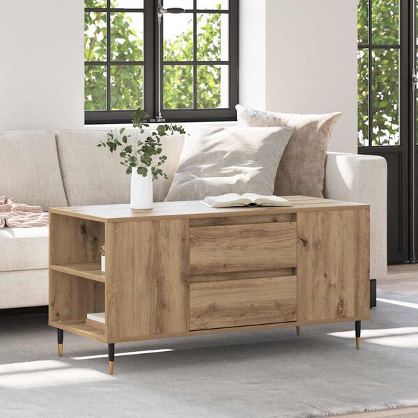 vidaXL Couchtisch Artisan-Eiche 102 x 44,5 x 50 cm Holzwerkstoff