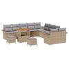 vidaXL Gartensofa-set mit Kissen 13 pcs Beige Poly-Rattan