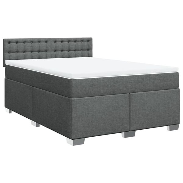 vidaXL Boxspringbett mit Matratze Dunkelgrau 140x190 cm Stoff