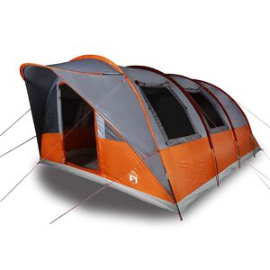 vidaXL Tunnelzelt 5 Personen Grau und Orange Wasserdicht