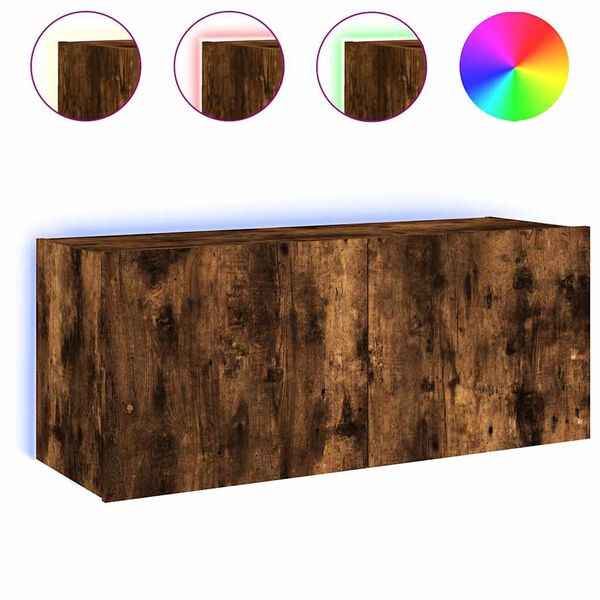 vidaXL TV-Wandschrank mit LED-Leuchten R&auml;uchereiche 100x35x41 cm
