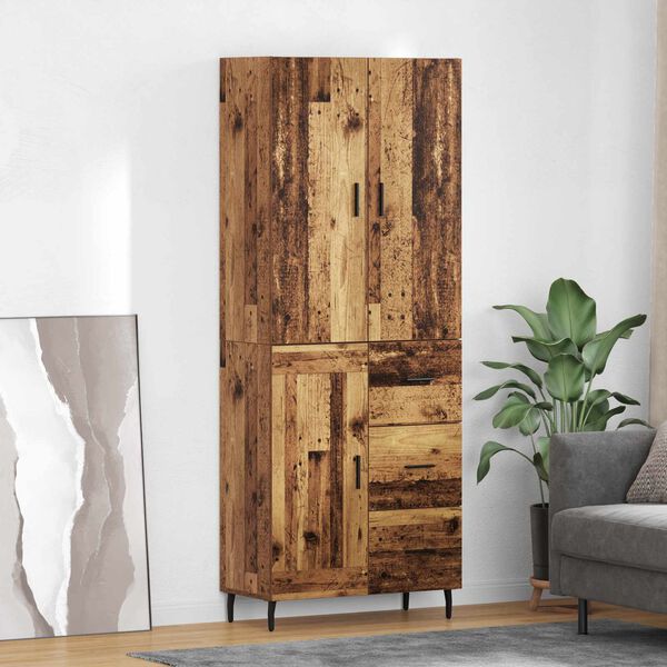 vidaXL Highboard mit Schubladen 2 pcs Altholz Engineered Wood und Glas