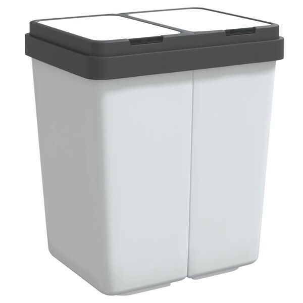 vidaXL Duo Mülleimer Weiß 2x25 L
