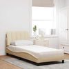 vidaXL Bett mit Matratze "Hanko" Creme 90x200 cm Stoff