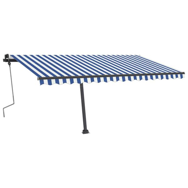 vidaXL Standmarkise Manuell Einziehbar 400x300 cm Blau/Weiß