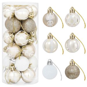 vidaXL Weihnachtskugelset 72 stk. Champagner und Wei&szlig; &Oslash; 3 cm
