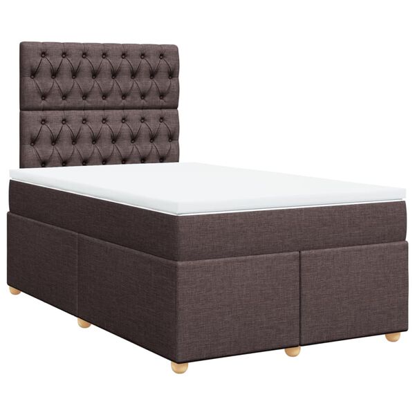 vidaXL Boxspringbett mit Matratze Dunkelbraun 120x200 cm Stoff