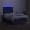 vidaXL Boxspringbett mit Matratze & LED Blau 120x200 cm Stoff