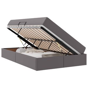 vidaXL Aufbewahrungsbett mit Matratze mit Speicher 2 stk. Grau Leder