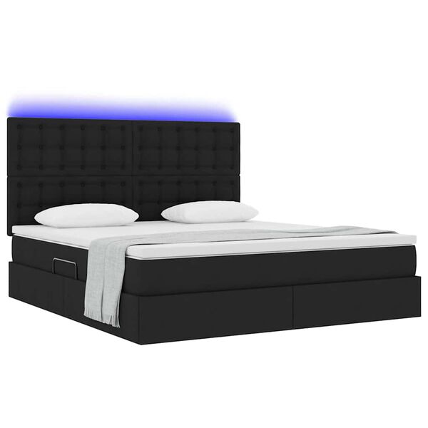 vidaXL Bett mit Stauraum und LED Schwarz 180 x 200 cm Polyester