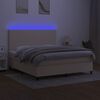vidaXL Boxspringbett mit Matratze & LED Creme 180x200 cm Stoff