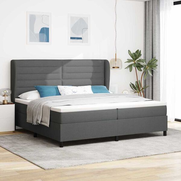 vidaXL Boxspringbett mit Matratze Dunkelgrau 200 x 200 cm Stoff