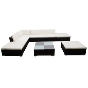 vidaXL 8-tlg. Garten-Lounge-Set mit Kissen Poly Rattan Braun