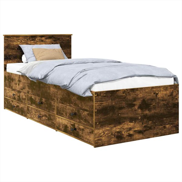 vidaXL Tagesbett Ger&auml;ucherte Eiche und Schwarz 90 x 200 cm