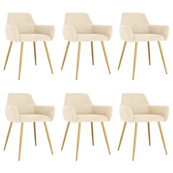 vidaXL Esszimmerst&uuml;hle 6 Stk. Creme Samt