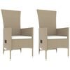 vidaXL 3-tlg. Garten-Lounge-Set Beige Poly Rattan & Stahl
