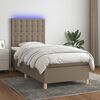 vidaXL Boxspringbett mit Matratze & LED Taupe 90x200 cm Stoff