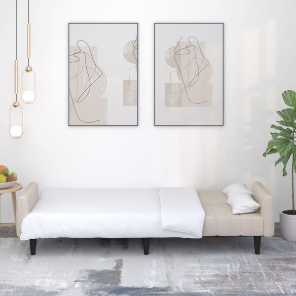 vidaXL Schlafsofa 2-Sitzer Creme Mikrofasergewebe