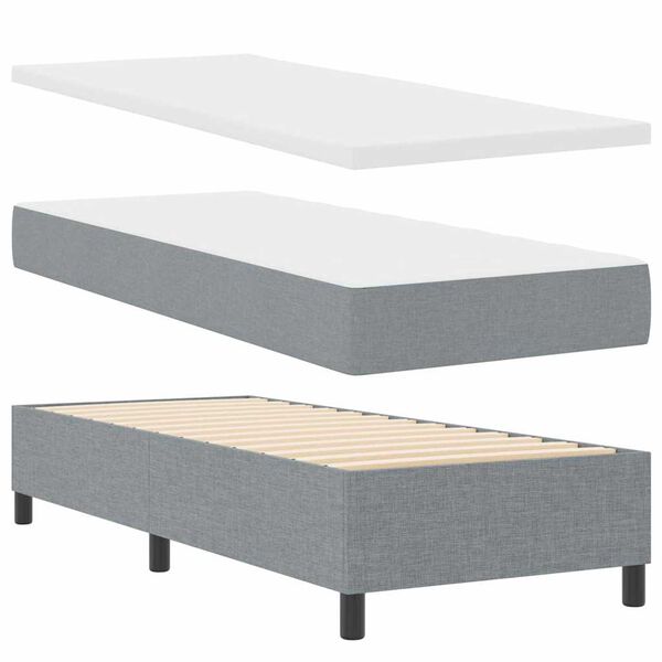 vidaXL Boxspringbett mit Matratze Hellgrau 90 x 190 cm Stoff