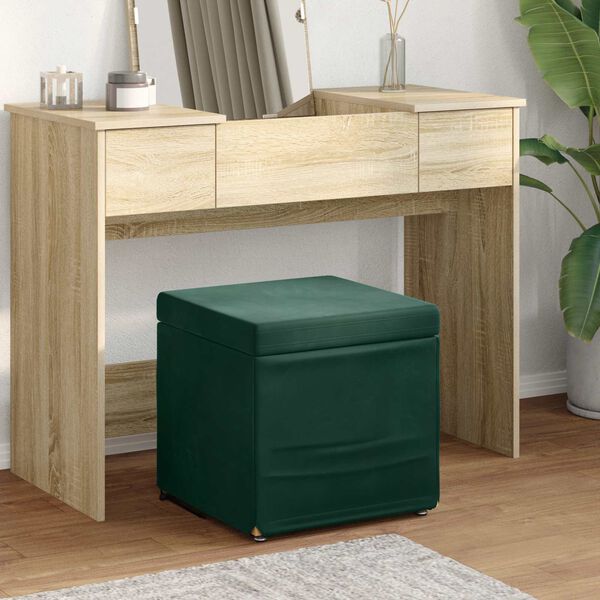 vidaXL Hocker Dunkelgr&uuml;n 41 x 41 x 40 cm Samt und Engineering Holz