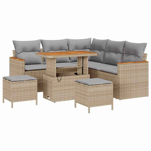 vidaXL Gartensofa-set 8 pcs Beige Poly-Rattan