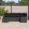 vidaXL Garten-Sofa-Set mit Kissen 6 pcs Schwarz Poly Rattan