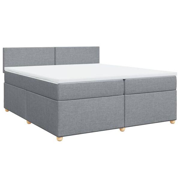 vidaXL Boxspringbett mit Matratze Hellgrau 200x200 cm Stoff